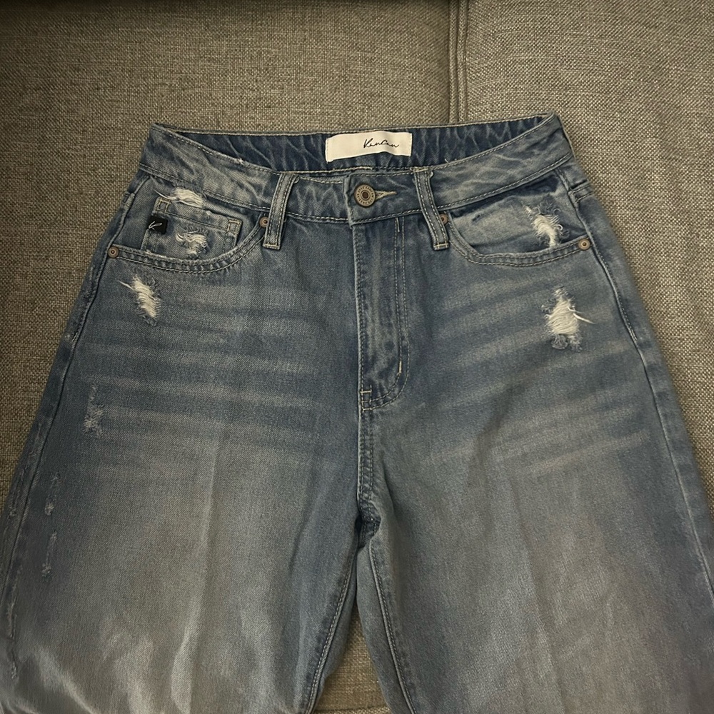 KanCan Women's Distressed Blue Relaxed Jeans